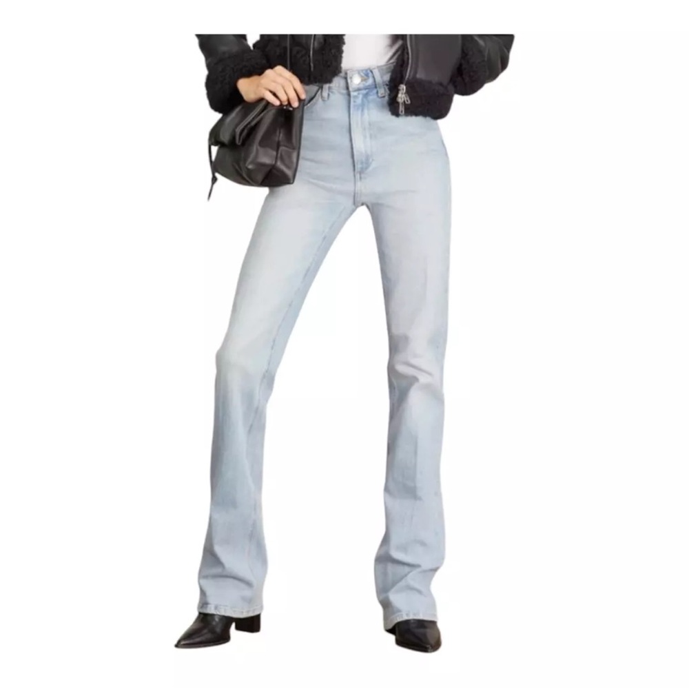 SPRWMN Francoise Light Wash Micro Flare Slim Fit High Rise Jeans Women's 26 - Picture 3 of 16